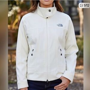 ❄️The North Face Soft Shell White Moto Style Jacket Size Small Fleece Lined